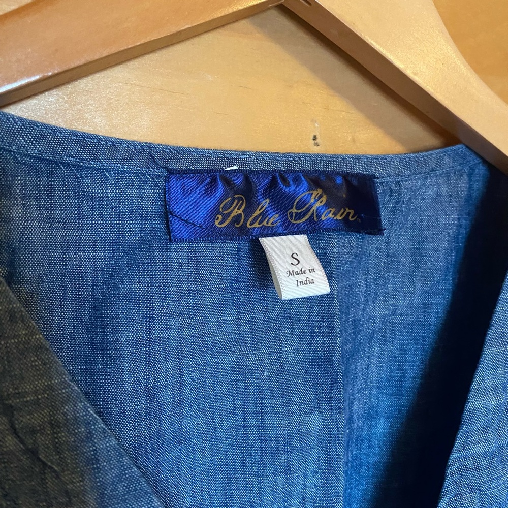 Blue Button-Up Women's Top - Picture 3 of 3